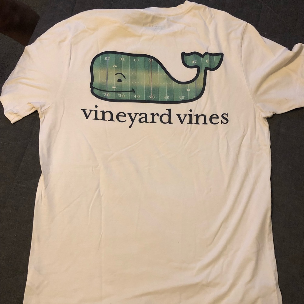 Vineyard Vines football pocket Tee.